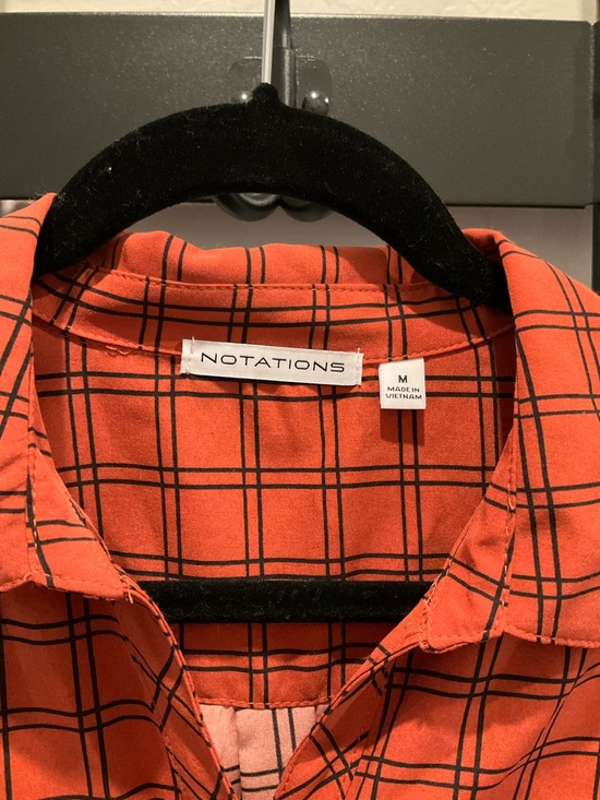 Notations Orange and Black Plaid Button-Up Shirt - Picture 2 of 3